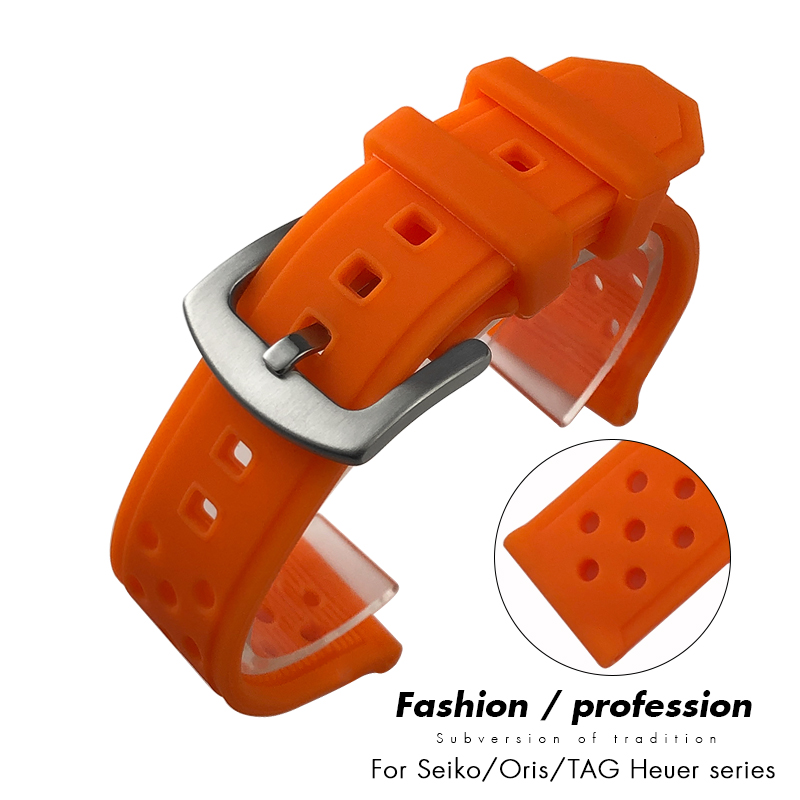 Seiko Watch 5 Sports - Zachte Rubberen Siliconen Horlogeband 20mm 21mm
