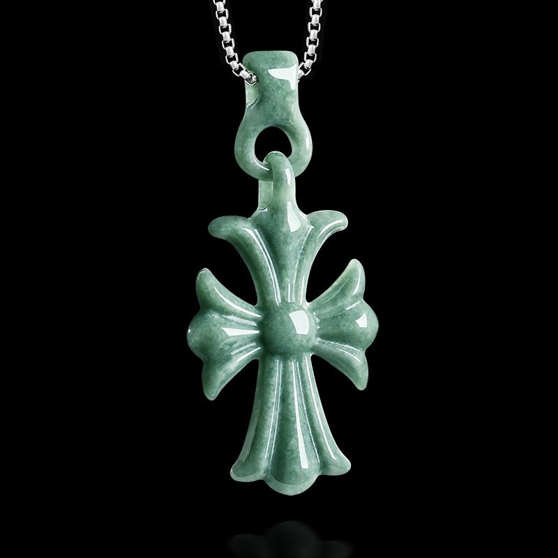 Jewelry & Watches Review - Natuurlijke Birmese Jadeïet kruis hanger ketting