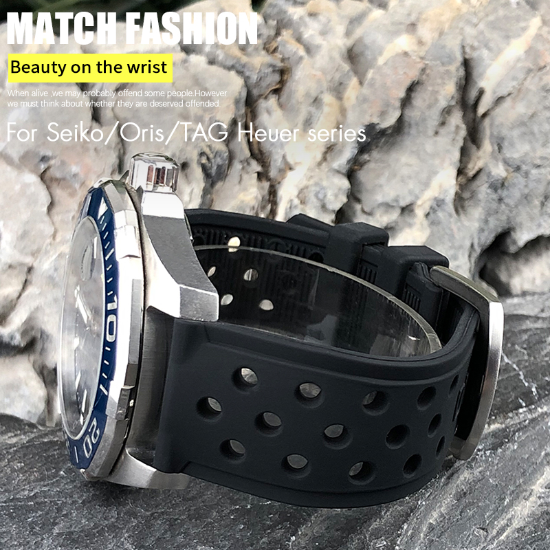 Seiko Watch 5 Sports - 22mm 21mm 20mm Siliconen Horlogeband voor