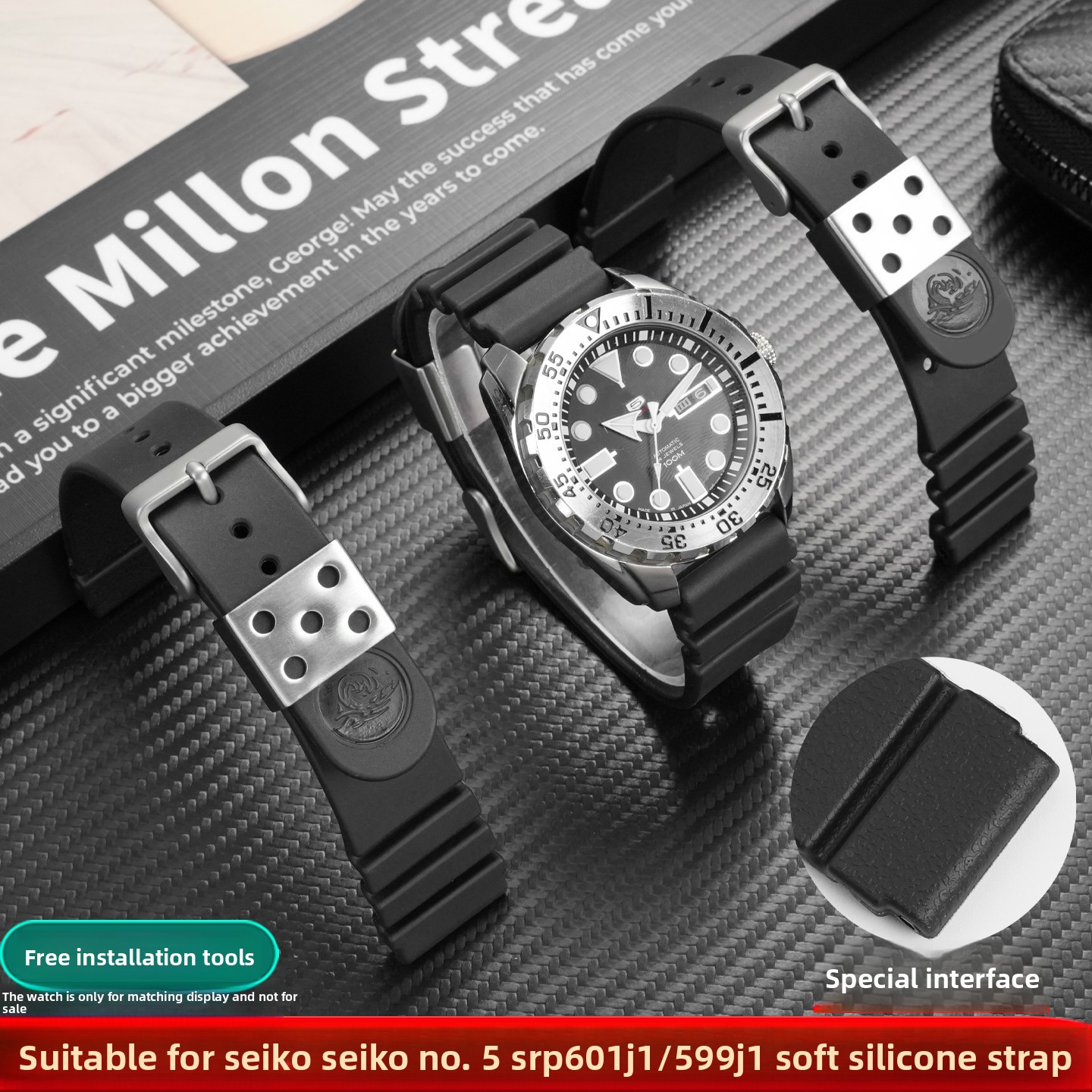 Seiko Watch 5 Sports - 22mm siliconen horloge band Voor Seiko