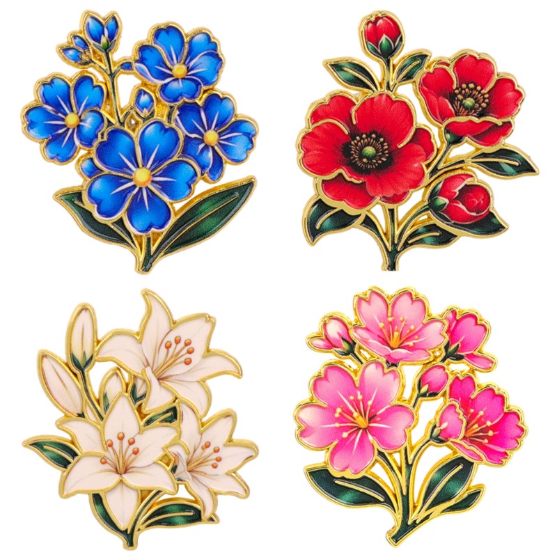 Vintage Brooch Pin - Leuke vintage kleurrijke bloemen emaille pin
