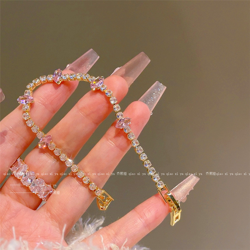 Roze volledige diamant zirkoon - Best Jewelry Watches For Women recensie en prijs