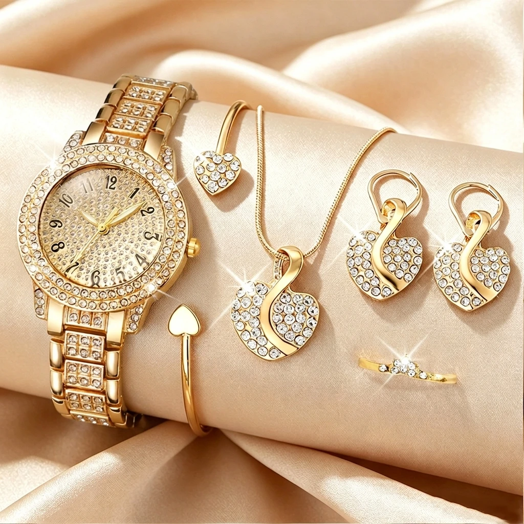 6PCS Fashion Rhinestone Damesh - Jewelry Watches Luxury recensie en prijs